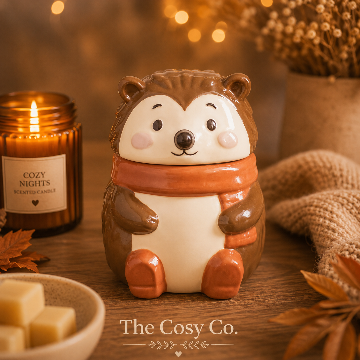 Hazel Hedgehog ceramic oil burner for fragrance oils and woodland-inspired home décor