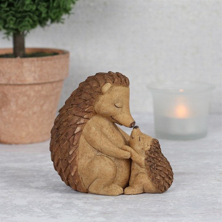 Mother and Baby Hedgehog ornament with gift box and sentimental message card for mums and loved ones