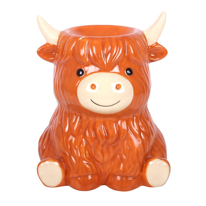 Highland Cow ceramic oil burner and wax warmer for wax melts and fragrance oils