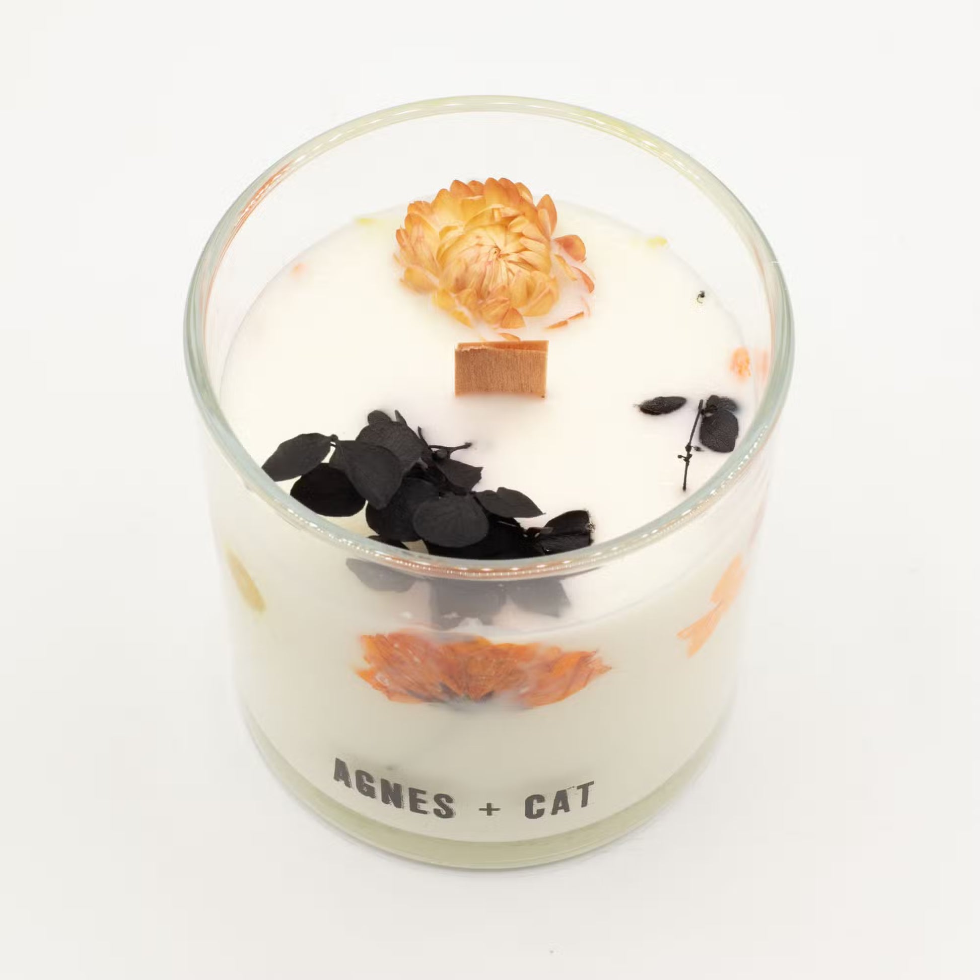 Agnes and Cat Lakeland Mocha botanical soy wax candle with coffee-inspired fragrance and dried florals