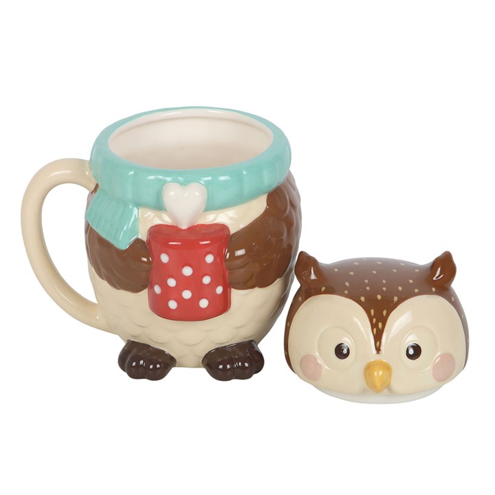 Oliver Owl ceramic lidded mug with woodland-inspired owl design