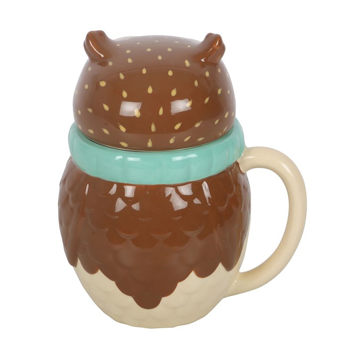 Oliver Owl ceramic lidded mug with woodland-inspired owl design