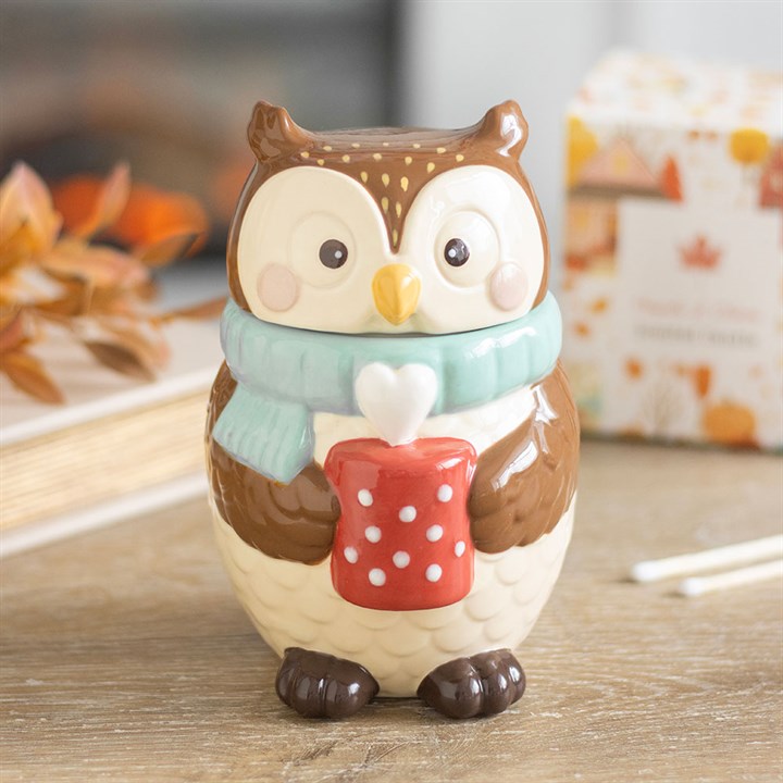 Oliver Owl ceramic oil burner for fragrance oils and woodland-inspired home décor