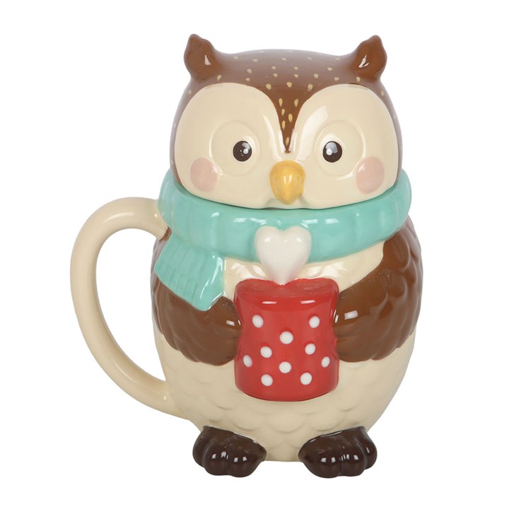 Oliver Owl ceramic lidded mug with woodland-inspired owl design