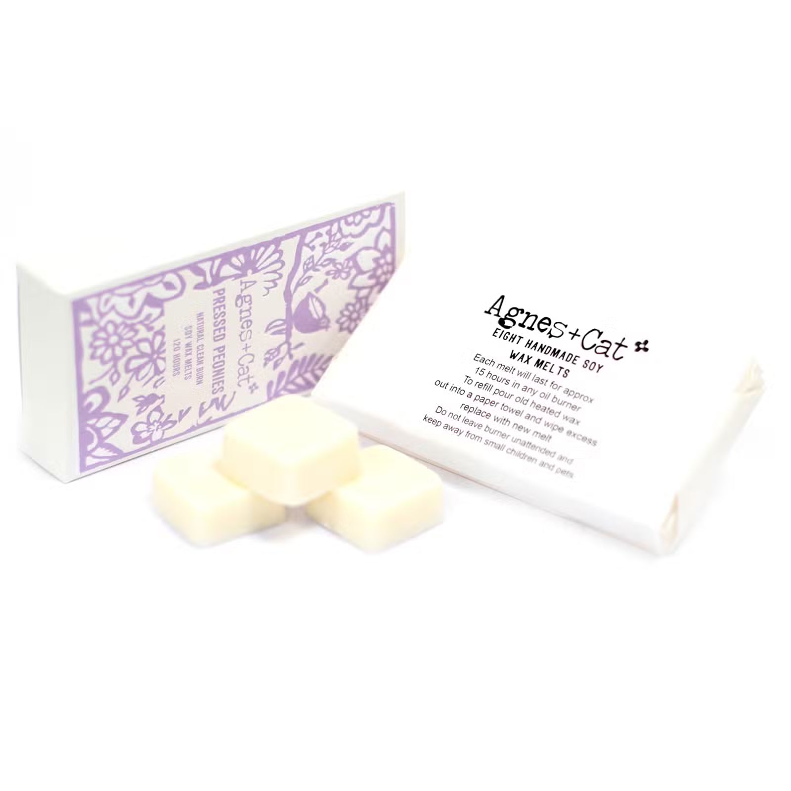 Agnes and Cat Pressed Peonies soy wax melts with soft floral home fragrance