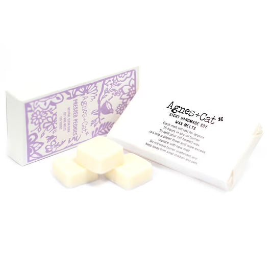 Agnes and Cat Pressed Peonies soy wax melts with soft floral home fragrance