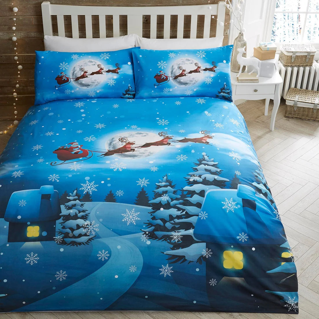 Bedlam Santa Glow In The Dark Christmas Duvet Cover Set Multicolour