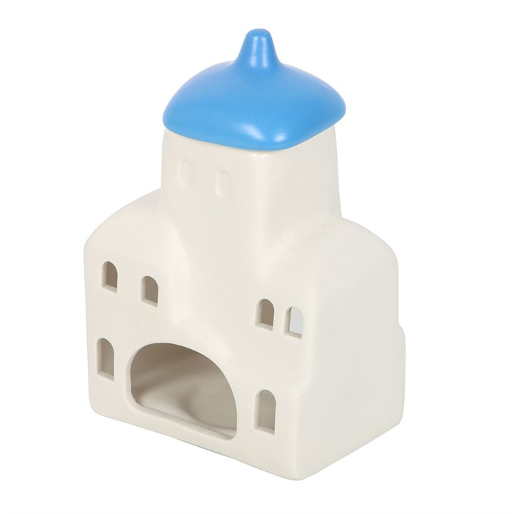 Santorini ceramic oil burner and wax warmer inspired by Greek island home décor