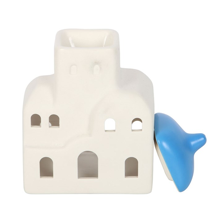 Santorini ceramic oil burner and wax warmer inspired by Greek island home décor