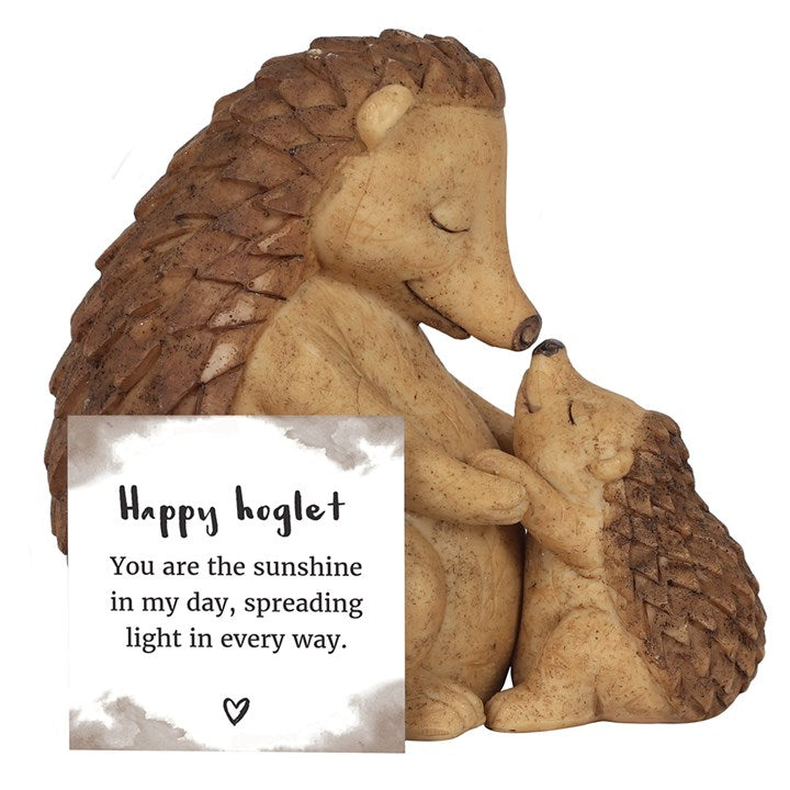 Mother and Baby Hedgehog ornament with gift box and sentimental message card for mums and loved ones