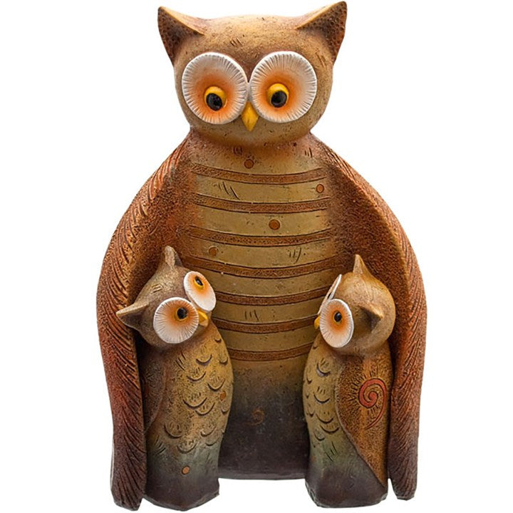 Owl Family Figurine resin woodland ornament featuring a family of decorative owls